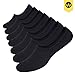WANDER No Show Mens Socks 7 Pack Cotton Non Slip Low Cut Invisible Loafer Socks Boat Liner 6-107black