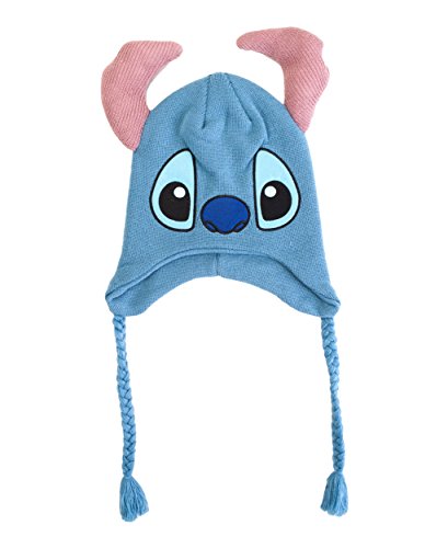 Disney Men's Stitch Winter Hat with Ears, 100% Peruvian Acrylic Knit, Royal One Size