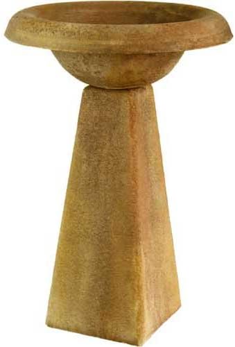 OrlandiStatuary FS8104 Modern Birdbath Garden Statue, 24", White Moss