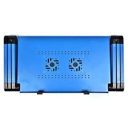 BAIJIAWEI Adjustable Laptop Table Stand with 2 CPU Cooling Fan, Portable Vented Lap Desk with Mouse Pad Side, Foldable Tray Table for Bed, Couch and Sofa - Thumbnail 5