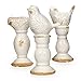 Set of 3 Rustic Ceramic Bird Finials - Home Garden, Pedestal, Yard Decoration - Shabby Chic Bird Decor
