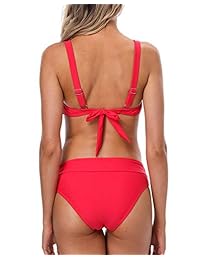 ATTRACO Bikini bañador para dama inalámbrica sin espalda, dos piezas, juego de bikini