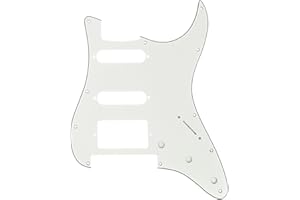 Musiclily Pro 11-Hole Modern Style Strat HSS Guitar Pickguard for American/Mexican Fender Stratocaster Floyd Rose Bridge Cut, 3Ply Parchment