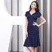 Miusol Women's Official V-Neck Retro Cap Sleeve Fitted Business Cocktail Dress,Navy Blue,Large