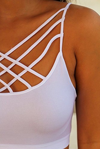 Gyoume Women Running Sports Bra Yoga Gym Workout Vest Crop Tops Shapewear Padded Bra (M, White) - Thumbnail 2