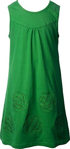Ipuang Big Girls' Flower Dress Casual Embroidered Green 14