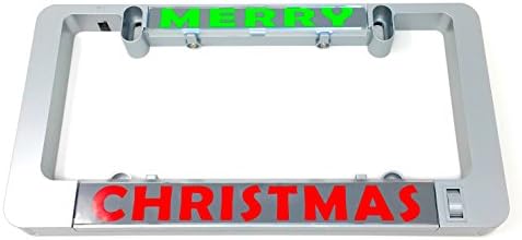 Merry Christmas License Plate Frame | Lights Up While Decelerating | No Wires, Battery Operated | “Merry Christmas” Inserts + LUMISIGN Frame (Bundle)