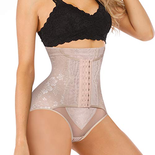 Rolewpy Women Butt Lifter Body Shaper Hi-Waist Tummy Control Panties Shapewear Slimmer Waist Trainer Shorts (Beige, Large)