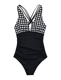 Taza de baño de una pieza con espalda cruzada y cuadros blancos y negros para dama