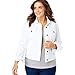 Woman Within Plus Size Stretch Denim Jacket Cropped Jean Jacket - 18 W, White