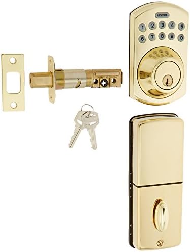LockState LS-DB550-PB Electronic Keypad Deadbolt Polished Brass Boulder Style