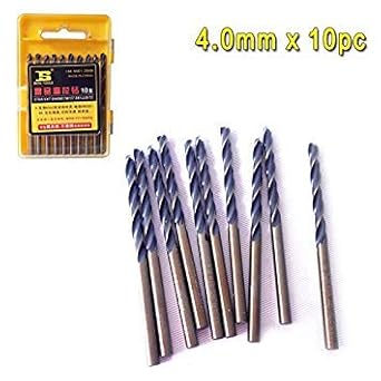 Generic 4mm : BOSI 10pc 4.0mm straight shank steel twist drill bits HRC65-68