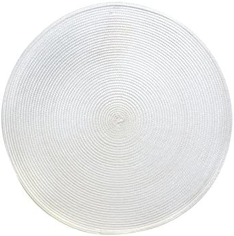 White Round Placemats Plastic Wipe Off Set of 8 Table Mats Reversible 15"