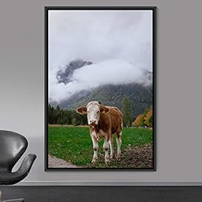 signwin Framed Canvas Wall Art Cow Animals Expressive...