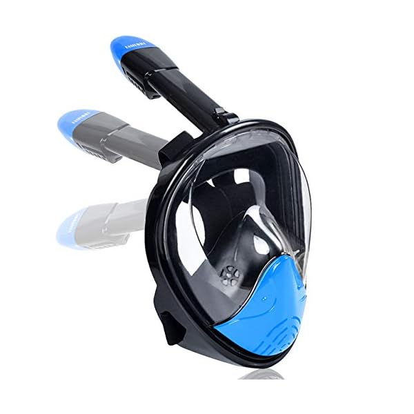 KASTEWILL Tauchmaske, Vollmaske Schnorchelmaske Vollgesichtsmaske mit 180° Sichtfeld und Kamerahaltung, Dichtung aus Silikon Anti-Beschlag und Wasserdicht für Kinder und Erwachsene (L/XL) 2 41CD4zu7phL. SS600