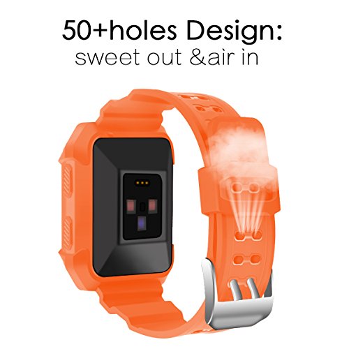 C2D JOY For Fitbit Ionic Case Replacement Bands Rugged Protective Frame Case Accessory Sport Bands For Fitbit Ionic Watch Orange (6.7-8.1 inch)