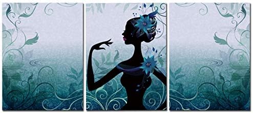 CUFUN Art - Blue Flowers and Beauty Canvas Prints Stretched Wall Art for Home and Office 12 x 16in x 3pcs