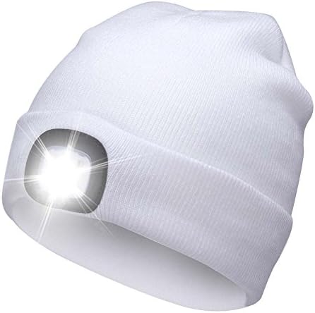 YJWB 4 LED Lighted Beanie Cap Winter Warm Hunting Hat for Night Outdoor Fishing Hiking Camping,LED Cap，USB Rechargeable LED Beanie Cap