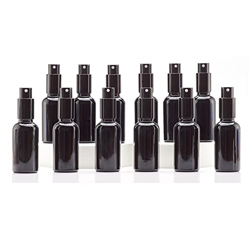 YIZHAO Schwarz Sprühflasche Glas 30ml, Sprühflasche Klein Glas mit [Zerstäuber], für Ätherisches Öle,Kosmetik, Apotheker, Reinigung,Aromatherapie, Mas