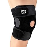 CompressionGear Adjustable Knee Brace Support - Neoprene Open Patella Stabilizer with Adjustable Strap - Best for Meniscus Tear, Arthritis, ACL, MCL, Sports, Running, Basketball - Men, Women, Youth