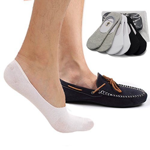 No Show Socks 8BESS GIFT Mens Socks Low Cut Non-Slip Grips (Pack of 6） (L, Mixed color (2black+2white+2grey))