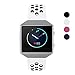 Fitbit Blaze Band Accessory, VODKE Silicone Breathable Replacement Band/Strap Frame Fitbit Blaze Men Women Small(White+Black+Silver Frame)