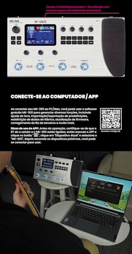 M-VAVE MK-300 Processador de Efeitos para Guitarra - Modelagem Neural 120 AMP/360 FX, Bateria 10h, Looper 300s, MIDI e Compatível com Kemper/Axe-FX (Preto)