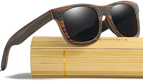 KITHDIA Brand Men &amp; Women Polarized Wood Sunglasses Retro Bamboo Sunglasses Case