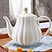 EDUPET YSECTLAABBCC YoungQI Porcelain Tea Coffee Sets with Teapot Sugar Bowl Cream Pitcher Teaspoons and Tea Strainer for Tea/Coffee, Cups& Saucer Service for 6(Lily White)