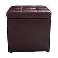 Cube Ottoman Pouffe Storage Box Lounge Seat Footstools with Hinge Top Brown