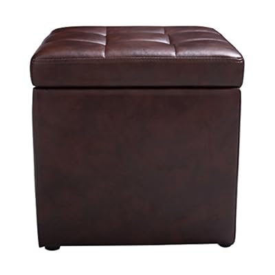 Cube Ottoman Pouffe Storage Box Lounge Seat Footstools with Hinge Top Brown