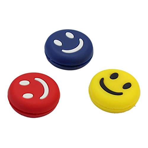 3Pcs Silicone Rubber Smile Smiling Face Shock Vibration Dampener Absorber for Sports Tennis Racquet Racket