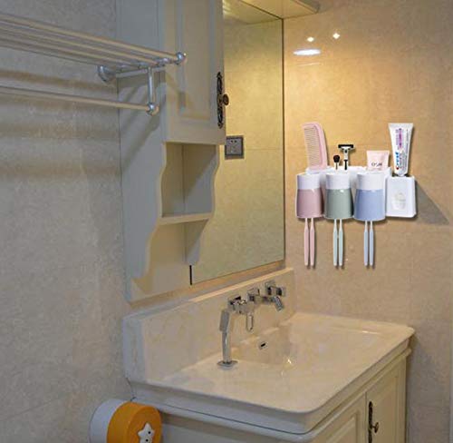 MEIJUBOL Toothbrush Holder Wall Mounted Storage Set Electric Toothbrush Organizer with Automatic Toothpaste Squeezer 3 Cups and 6 Slots for Family Kid Bathroom Shower - Thumbnail 6