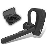 Bluetooth Headset, Wireless Earpiece V4.1 Ultralight HandsFree Business Earphone with Mic for Business/Office/Driving-Black