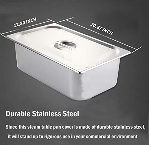 image for Full Size Stainless Steel Steam Table Pan Cover, Kitma 1/1 Size Pan Li
