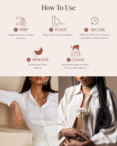 Bare Babe Reusable Silicone Nipple Covers - Waterproof, Nude, 4 Shades - Sticky Breast Stickers for Strapless Dress