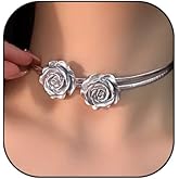 XUN Zhe Leather Rope Rose Flower Choker Necklace for Women Dainty Camellia Floral Clavicle Necklaces Vintage Layered Flower Collarbone Necklace Jewelry