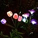 Doingart Outdoor Solar Garden Lights - 2 Pack Solar Powered Lights, Multi-Color Changing LED Solar Stake Lights for Garden, Patio, Backyard (Tulip and Morning Glory Flower)