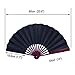 Metable Large Black Silk Folding Fan Chinese Style Men Bamboo Folded Fans Father's Day Gift Hand Held Props for Dancing Cosplay Home Office Wall DIY Decoration 13