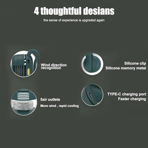 Portable Silent Mini Bladeless Electric Fan,Mini Whirlwind Fan for Waist Clip Fan, 3 Speeds Hands-Free Neck Fan,Suitable for Outdoor & Travel & Office, Travel Accessories, Gift (White)
