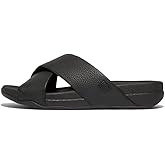 FitFlop mens Surfer Mens Tumbled-leather Cross Slides