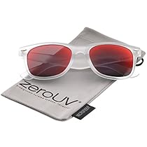 zeroUV - Matte Frosted Frame Reflective Colored Mirror Lens Horn Rimmed Sunglasses 54mm (Frost / Red Mirror)
