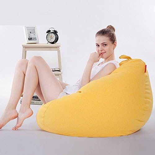 Ehonestbuy Large Bean Bag Chair Cover Kids' Stuffed Animal Storage Bags, Microfiber Cotton Toy Organizer for Kids Bedroom, Storage Solution for Plush Toys, Towels & Clothe,31x35 Inch (Yellow)