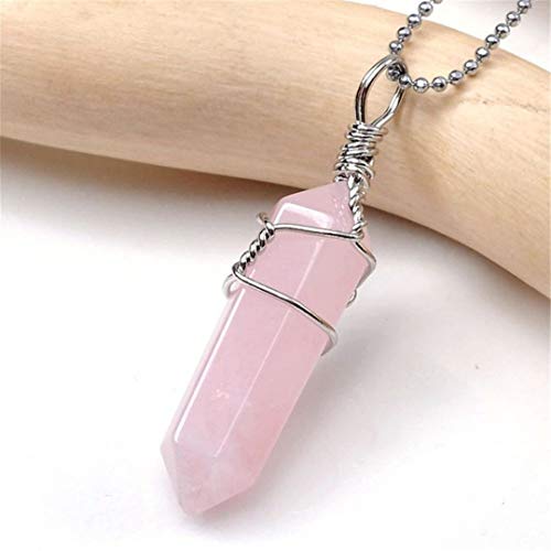 3 Double Terminated Wire Wrapped Pendant One Each of Amethyst, Quartz and Rose Quartz Pendants