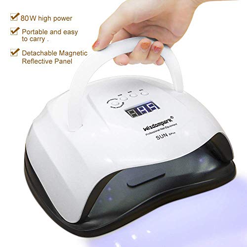Wisdompark UV Nail Lamp,80W Nail Dryer Lamp,42 pcs UV LED Nail Lamp UV Light Curing Lamp With 4 Timer Setting/Sensor/lifting Handle for Led UV Gel Nail Polish - Thumbnail 2