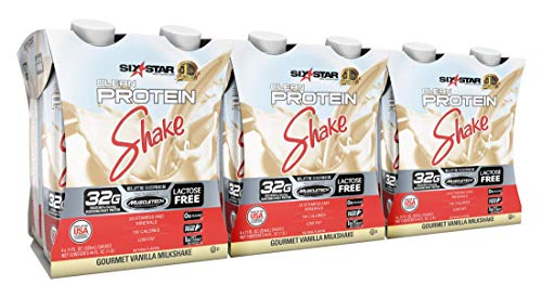 Six Star Whey Protein Shake, Ready to Drink, 32g Protein, 24 Vitamins and Minerals, No Sugar, Low Carbs, Low Fat, Lactose Free, Gourmet Vanilla Milkshake, 12 Servings (12 x 325mL)