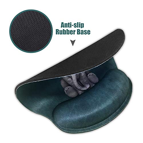 Ergonomic Mouse Pad with Wrist Support,Dooke Cute Wrist Pad with Non-Slip Rubber Base for Computer, Laptop, Home Office Gaming, Working, Easy Typing & Pain Relief, Elephant