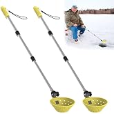 Huntury Retractable Ice Fishing Scoop Skimmer, Ice Scooper, Long Length, and Larger Spoon, No More Bending Over to Scoop Out Ice While Ice Fishing