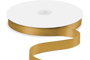 Quhora 5/8" x 100 Yards Satin Ribbon - Gold Silk Ribbon with Spool - Ideal for Gift Wrapping, Floral Bouquets, Crafts, Wedding Party Decorations, Christmas and Sewing Projects