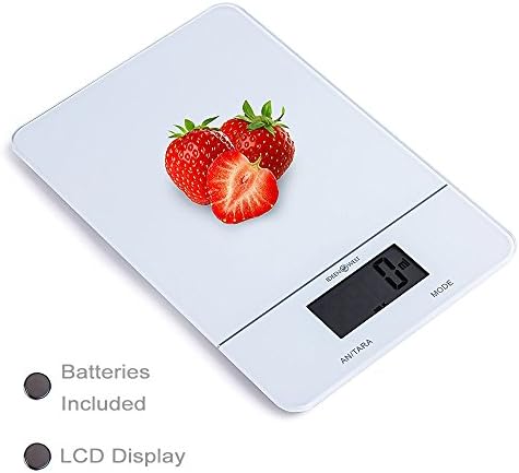 Electronic Digital Kitchen Scale 5killogram/1gram Mini Food Scale Ultra Thin LCD Display Tempered Glass Multifunction Touch Screen Food Weighing Tool Batteries Included